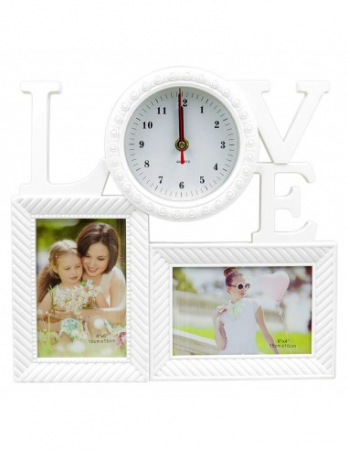 Rame foto personalizate - Ramă foto cu ceas LOVE 2 poze- NARI