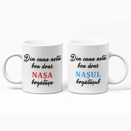 Căni personalizate - Set Căni Personalizate pentru Nași - NARI