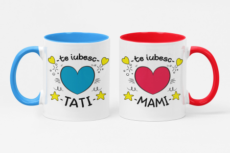 Căni personalizate - Set Căni Personalizate „Te iubesc, Tati & Mami” - NARI