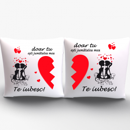 Perne personalizate - Set perne personalizate pentru cuplu - Doar tu ești jumătatea mea - Nari