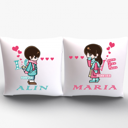 Perne personalizate - Set perne personalizate pentru cuplu - Forever Love - Nari