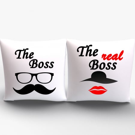Perne personalizate - Set perne personalizate pentru cuplu ”The Boss și The Real Boss„ -  Nari
