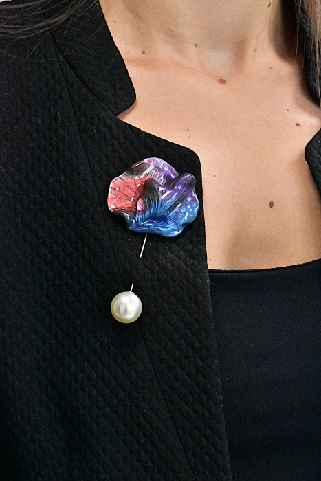 Narru- Brosa handmade din lut polimeric si rasina [2]