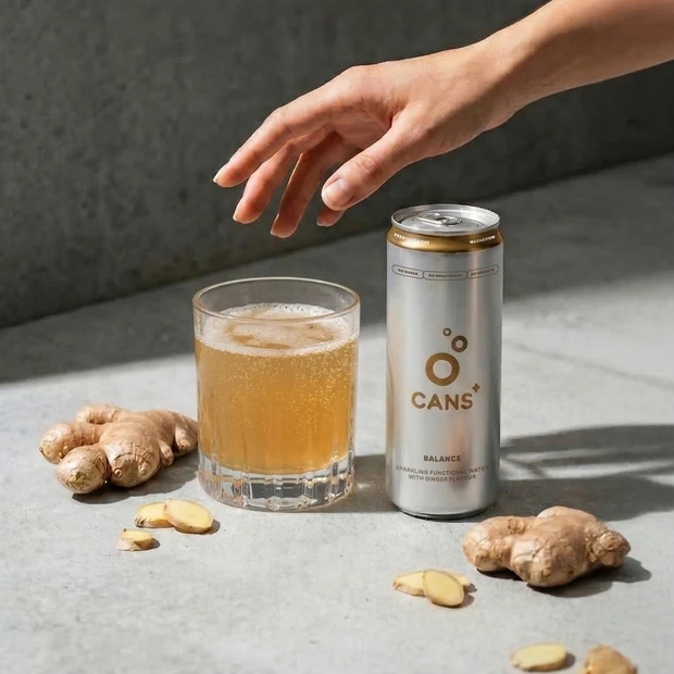 CANS+ Balance. BAUTURA CARBOGAZOASA FUNCTIONALA CU AROMA DE GHIMBIR. Fara zahar, fara indulcitori. [2]