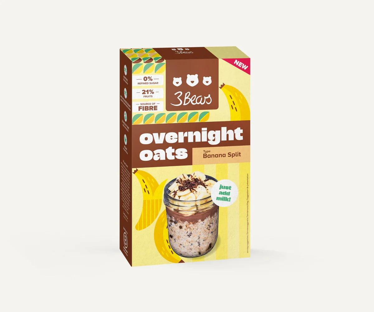 Overnight Oats Porridge banane, 400 g, vegan, fara zahar [1]