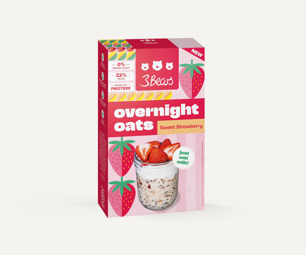 Overnight Oats Porridge capsuni, 400 g, vegan, fara zahar [1]