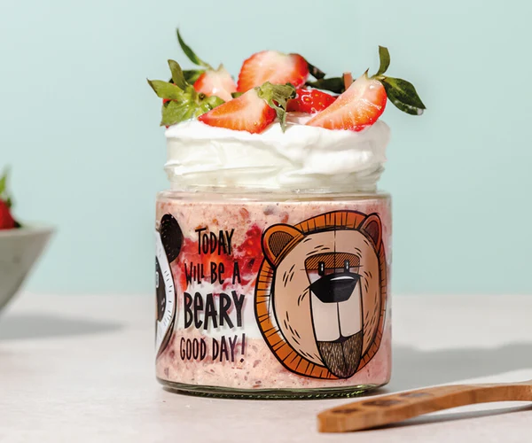 Overnight Oats Porridge capsuni, 400 g, vegan, fara zahar [2]