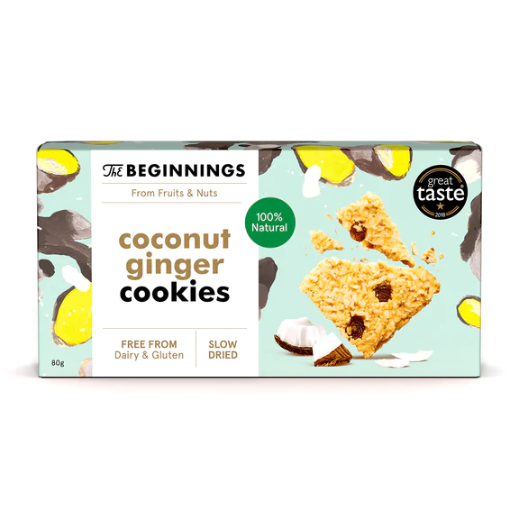 Gustari dulci - Cookies cu cocos si ghimbir, raw, vegan, fara gluten, The Beginnings, 80 g