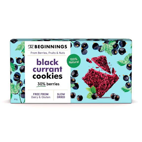 Alimente vegane - Cookies RAW cu coacaze negre, vegan, fara gluten, The Begginings, 80 g