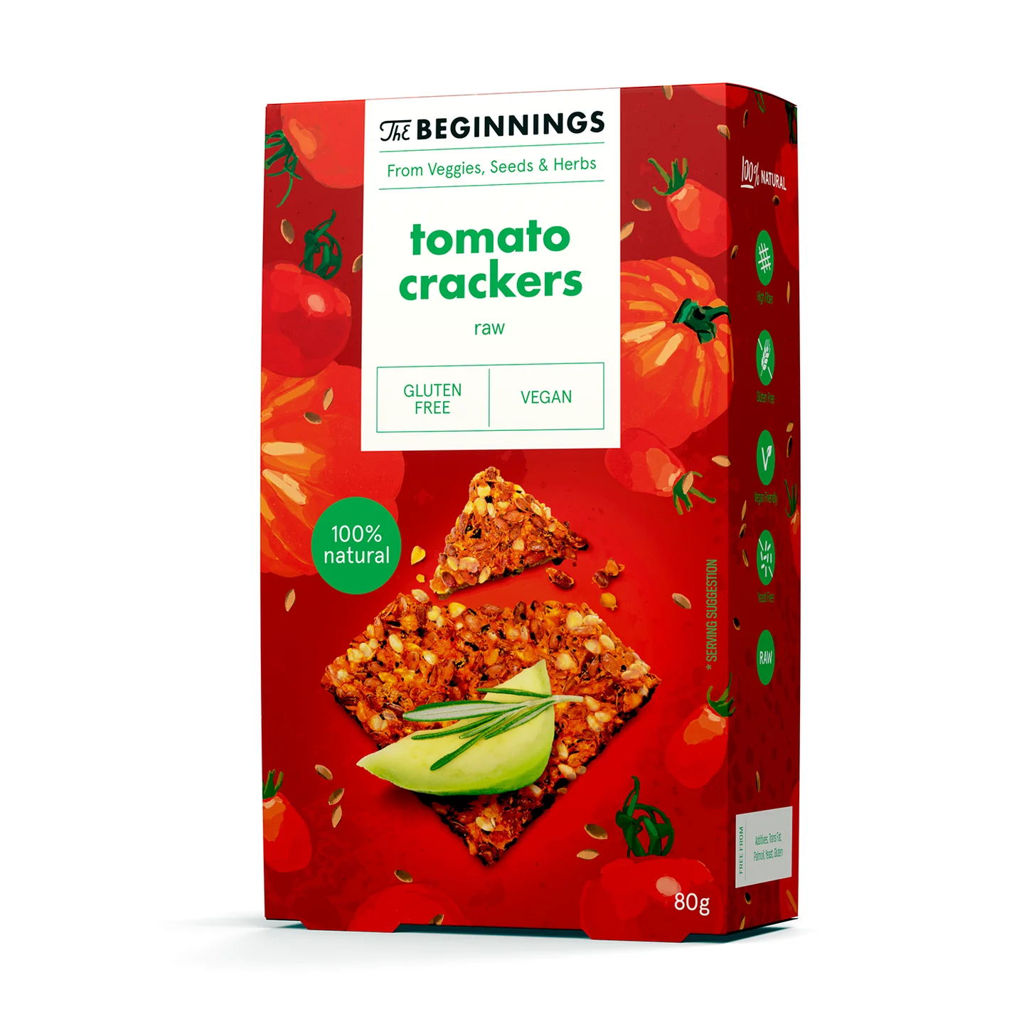 Gustari - Crackers cu rosii, raw, vegan, fara gluten, The Beginnings, 80g