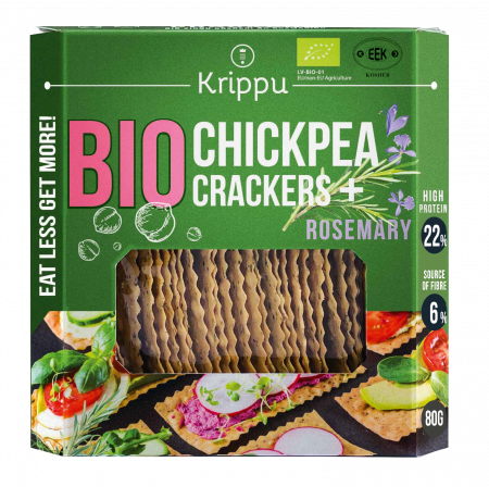 Alimente vegane - Crackers din naut cu rozmarin. BIO, vegan, 80 g