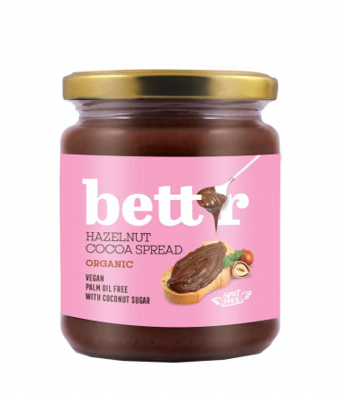 Alimente vegane - Crema tartinabila cu alune de padure, cu zahar de cocos, bio, vegan, Bettr, 250 g