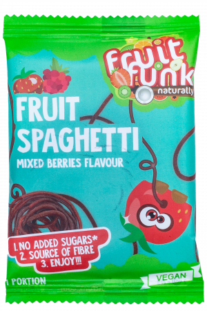 Alimente vegane - Mini spaghete din fructe cu mix de fructe de padure, vegan, 20g