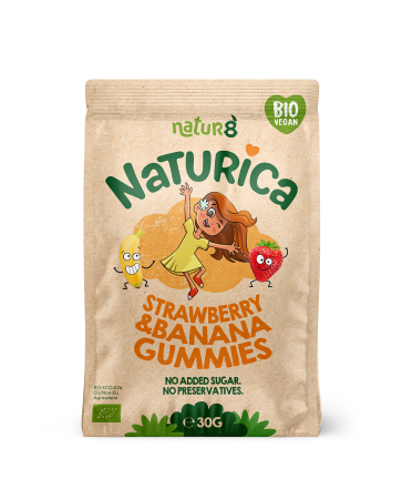 Alimente - Naturica- Jeleuri din fructe cu capsuni si banane, bio, vegan, fara alergeni, 30 g