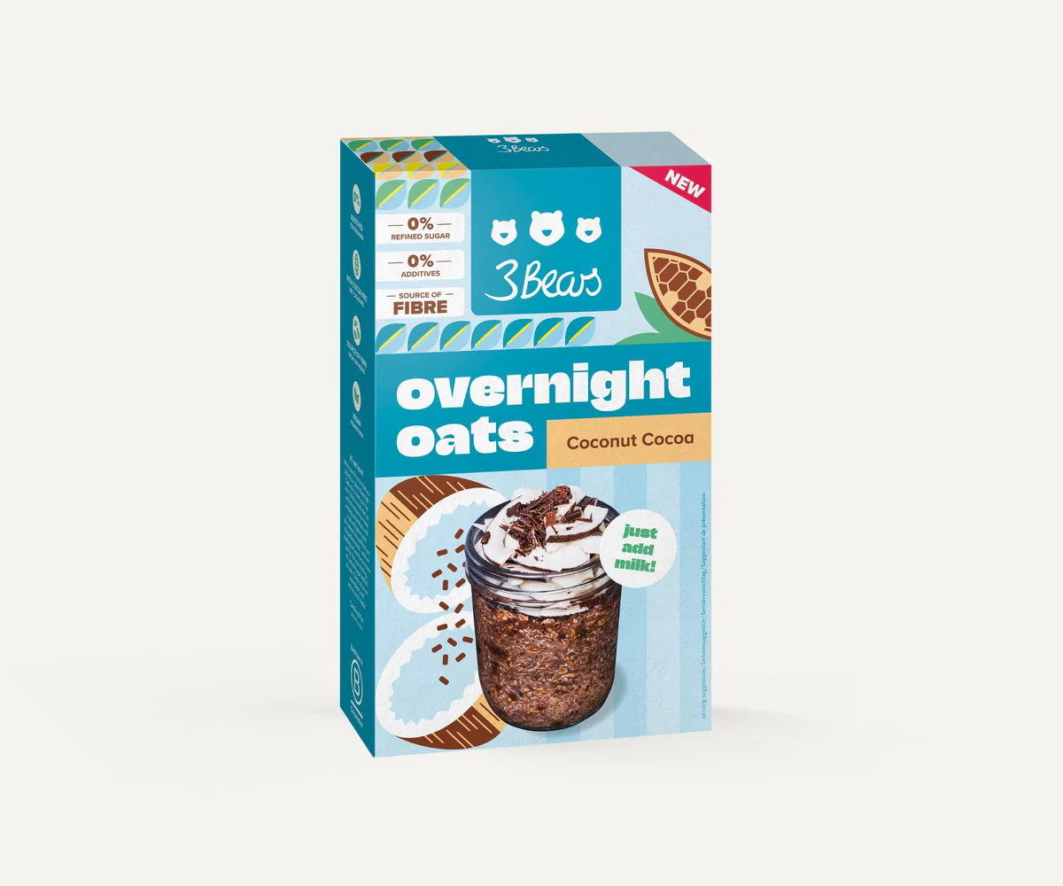 Cereale - Overnight Oats Porridge cacao, 400 g, vegan, fara zahar