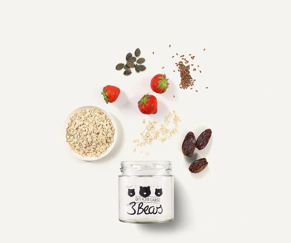 Overnight Oats Porridge capsuni, 400 g, vegan, fara zahar [2]