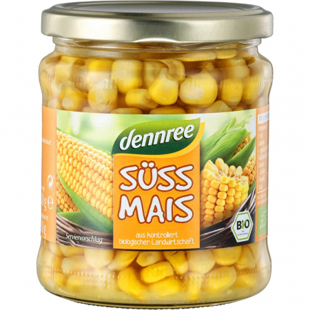 Condimente, seminte si fructe uscate - Porumb dulce la borcan, bio, Dennree, 230 g