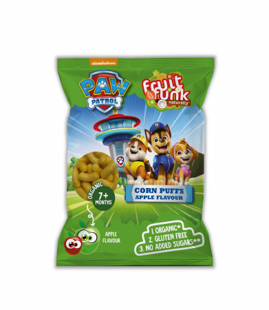 Produse pentru copii - Pufuleti cu aroma de mar si adaos de vitamina B1, Paw Patrol, BIO, 7luni +, 50 g.