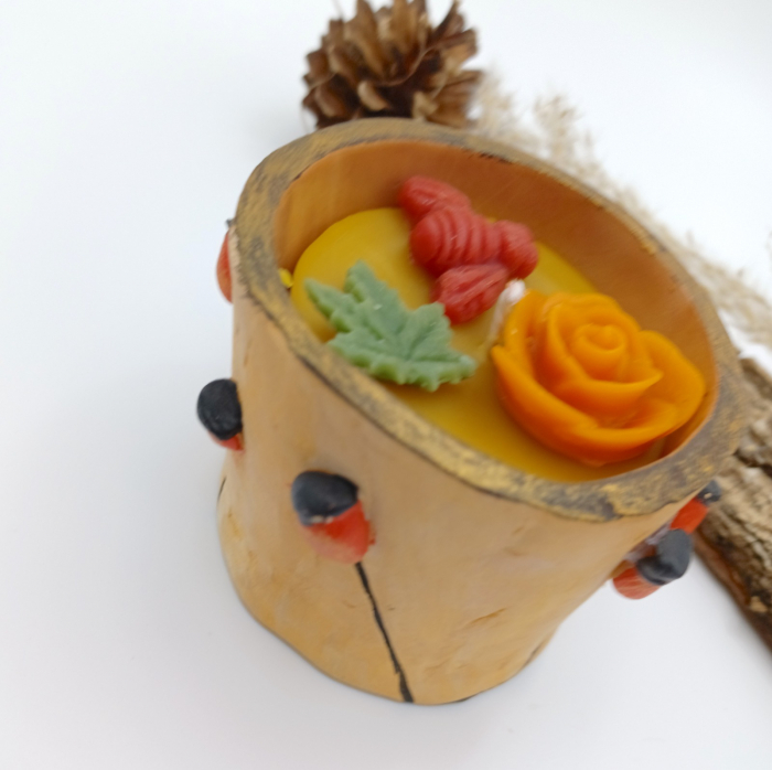 Lumanare in vas ceramic - motive florale [2]