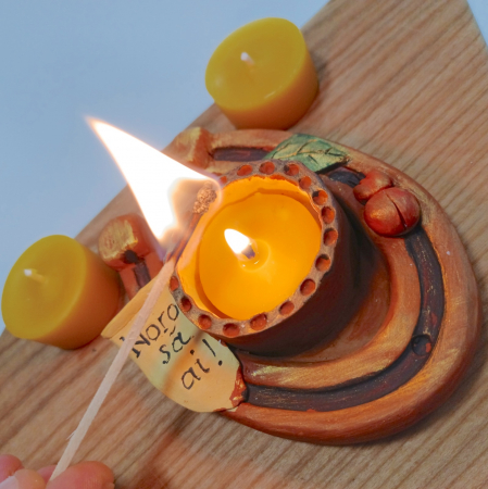 Lumânări cu suport ceramic - Lumanari tea light norocoase