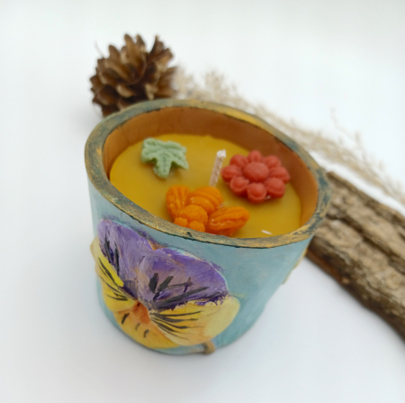 Corporate - Lumanare in vas ceramic - motive florale