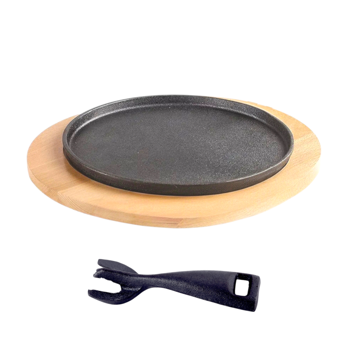 Tigaie fonta 25cm maner detasabil si suport lemn [2]