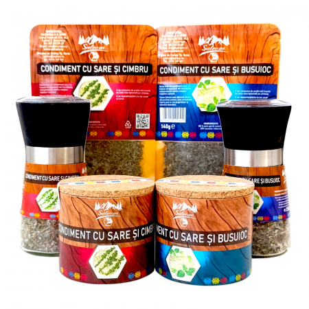 Pachete condimente - Cimbru si Busuioc - mix 6 condimente cu sare naturala netratata din salina