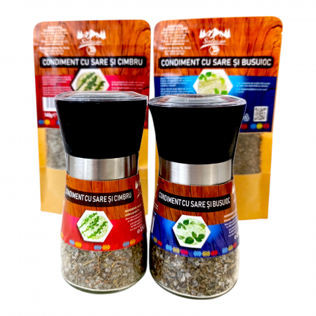 Pachete condimente - Pachet Cimbru si Busuioc - condimente cu sare din salina pentru friptura sau salata