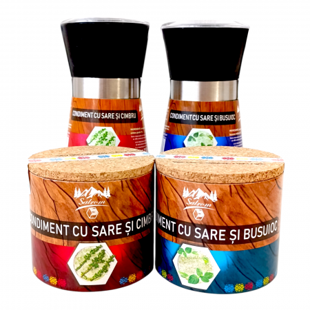 Pachete condimente - Cimbru si Busuioc - mix 6 condimente cu sare naturala netratata din salina