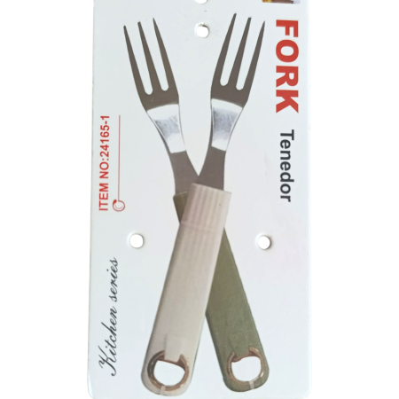 Furculita gratar din inox cu maner alb - 23 cm [2]