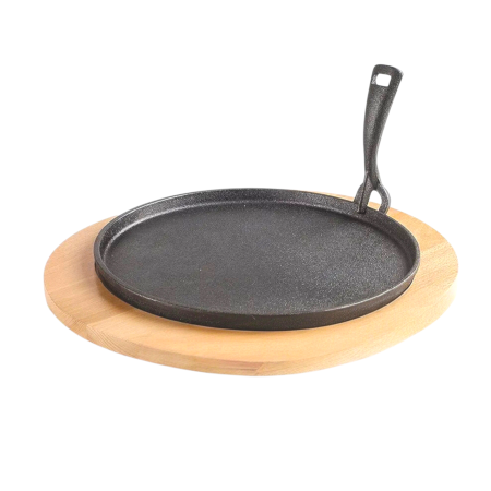 Fonta si gatit traditional - Tigaie fonta 25cm maner detasabil si suport lemn