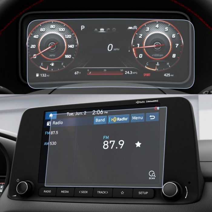Folie de Protectie pentru Virtual Cockpit si Display Navigatie Hyundai Kona 2021+ - HD-Premium  [1]