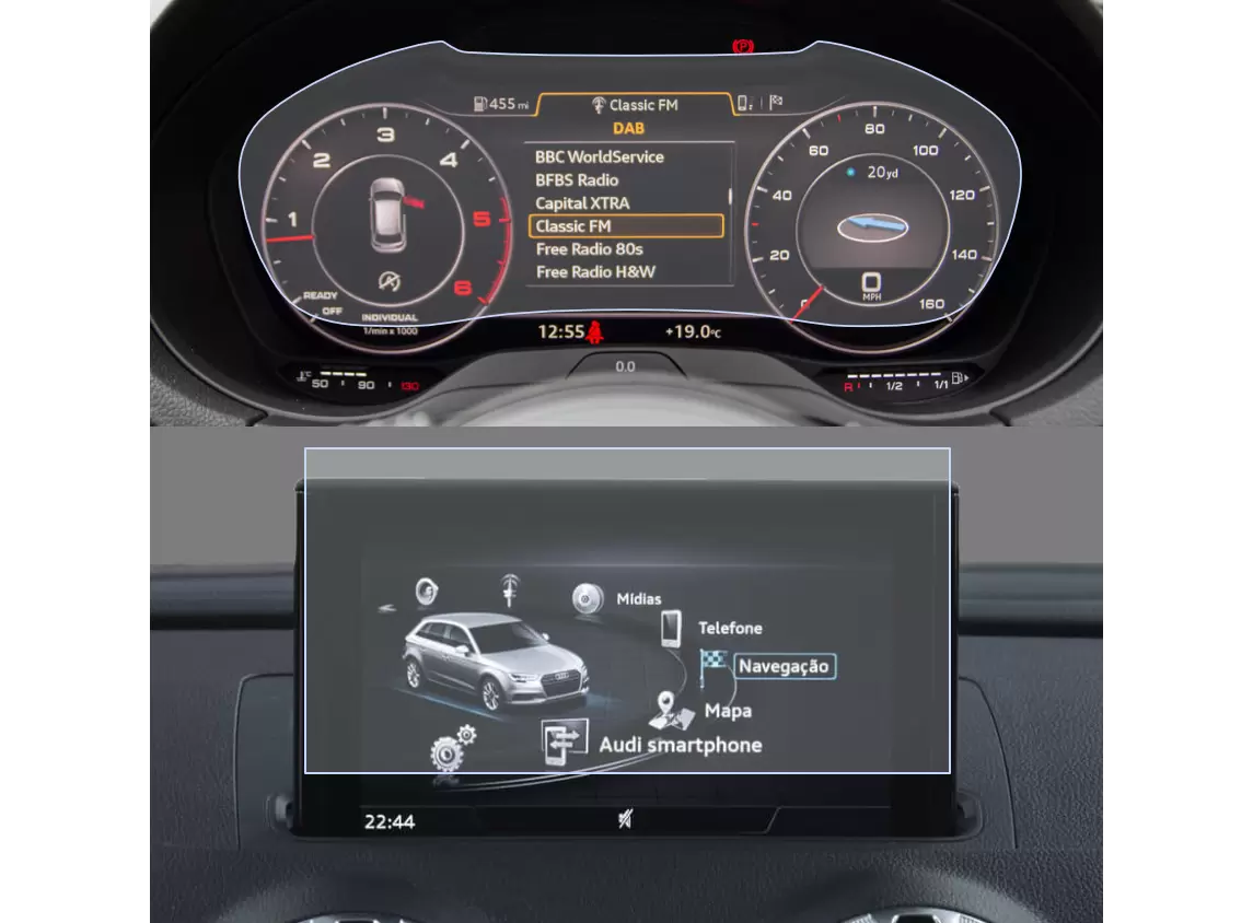Set Folii de Protectie pentru Ceasuri si Navigatie Audi A3 V8 2019+ - HD- [1]