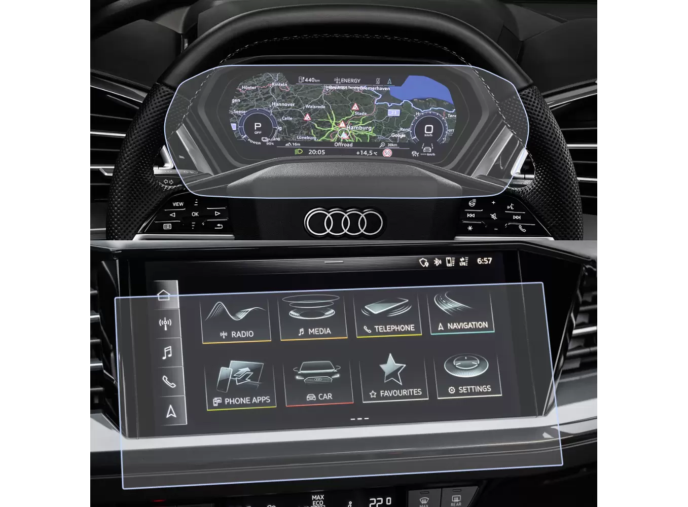 Set Folii de protectie pentru Navigatie si Ceasuri de bord Audi Q4 E-Tron 2021+ [1]