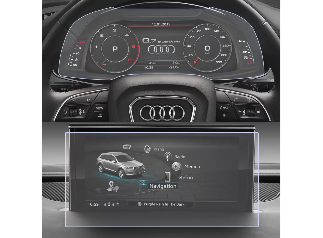 Set Folii de protectie pentru Navigatie si Ceasuri de bord AUDI Q7 2016 [1]