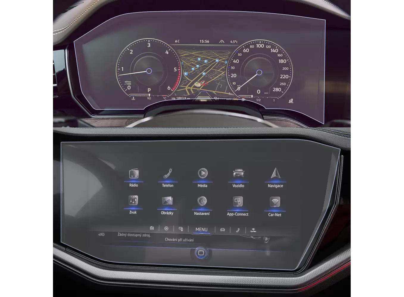 Set Folii de protectie pentru Navigatie si Ceasuri de bord Volkswagen Touareg 2019+ [1]