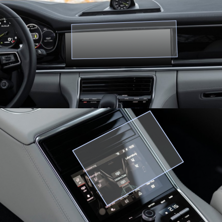 Pentru Navigatii Auto Originale - Folie de Protectie pentru Display Navigatie si Display Consola Spate Porsche Panamera 2021+ - HD-Premium 