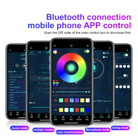 Kit Lumini Ambientale Auto RGB 22 in 1 Symphony Rainbow LED, control prin aplicatie, efecte muzicale [3]