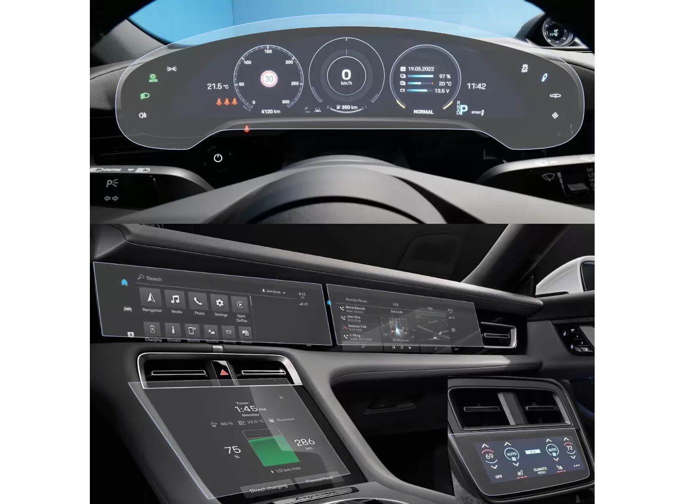 Folii de Protectie Navigatii Auto - Set 5 Folii de protectie pentru Porsche Taycan 2022+