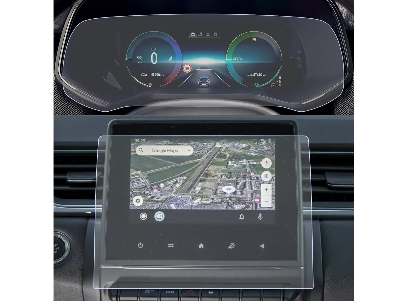 Pentru Navigatii Auto Originale - Set Folii de protectie pentru Navigatie 7inch si Ceasuri Renault Clio 5 2023+