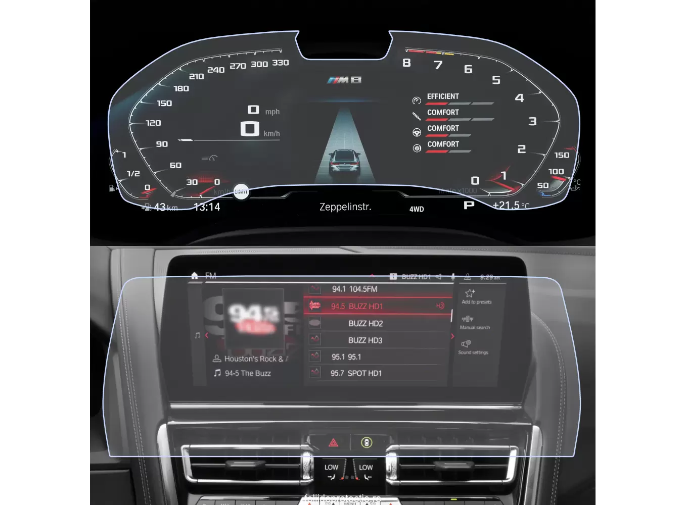 Folii de Protectie Navigatii Auto - Set Folii de protectie pentru Navigatie BMW M8 Competition 2023+
