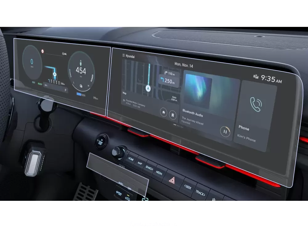 Folii de Protectie Navigatii Auto - Set Folii de protectie pentru Navigatie + Ceasuri de bord + AC Hyundai Kona 2022+