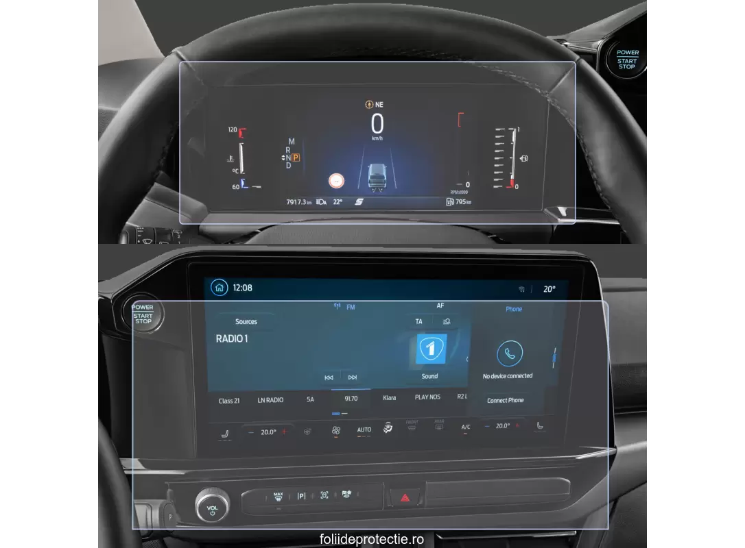 Pentru Navigatii Auto Originale - Set Folii de protectie pentru Navigatie + Ceasuri de bord Ford Tourneo Custom 2024+