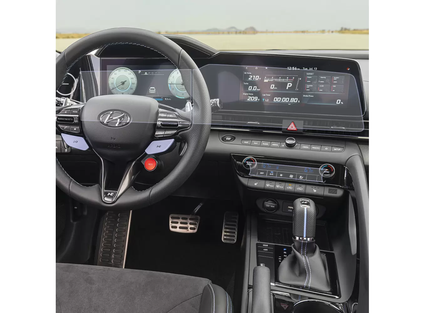 Pentru Navigatii Auto Originale - Set folii de protectie pentru Navigatie, Ceasuri de bord si AC, Hyundai Elantra 2022+