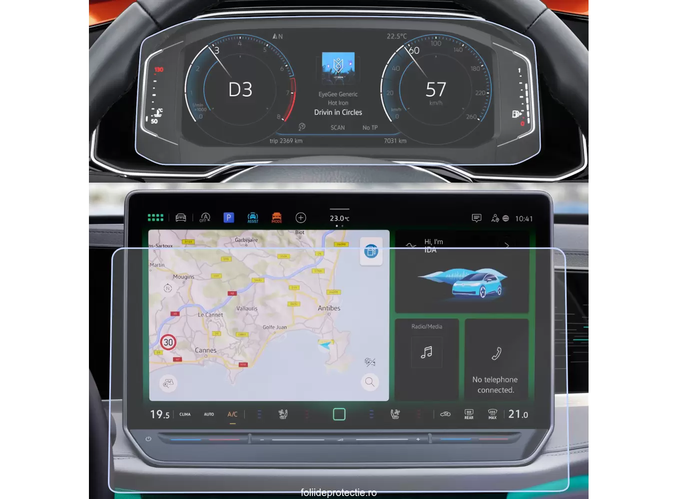 Folii de Protectie Navigatii Auto - Set Folii de protectie pentru Navigatie + Ceasuri de bord Volkswagen Golf 8 2024+