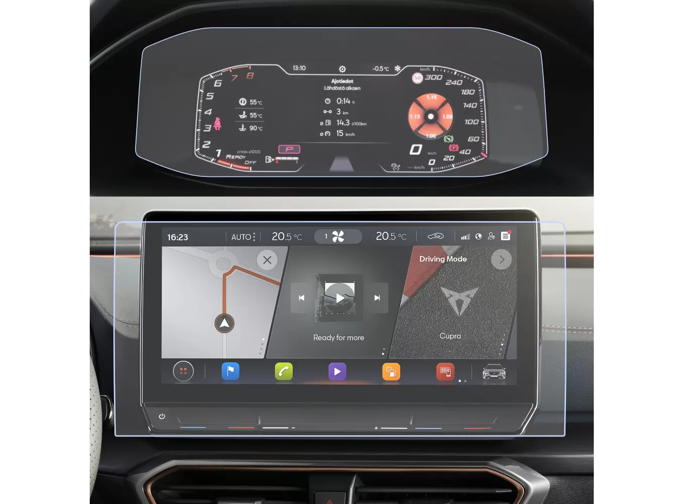 Pentru Navigatii Auto Originale - Set Folii de protectie pentru Navigatie si Ceasuri de bord Cupra Formentor 2022+