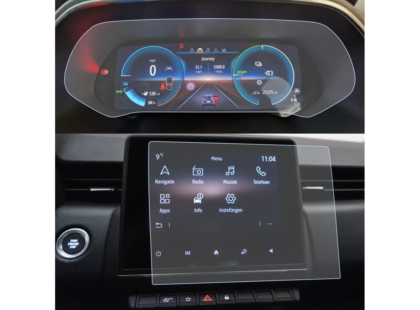 Pentru Navigatii Auto Originale - Set Folii de protectie pentru Navigatie si Ceasuri de bord New Renault Zoe 2020+