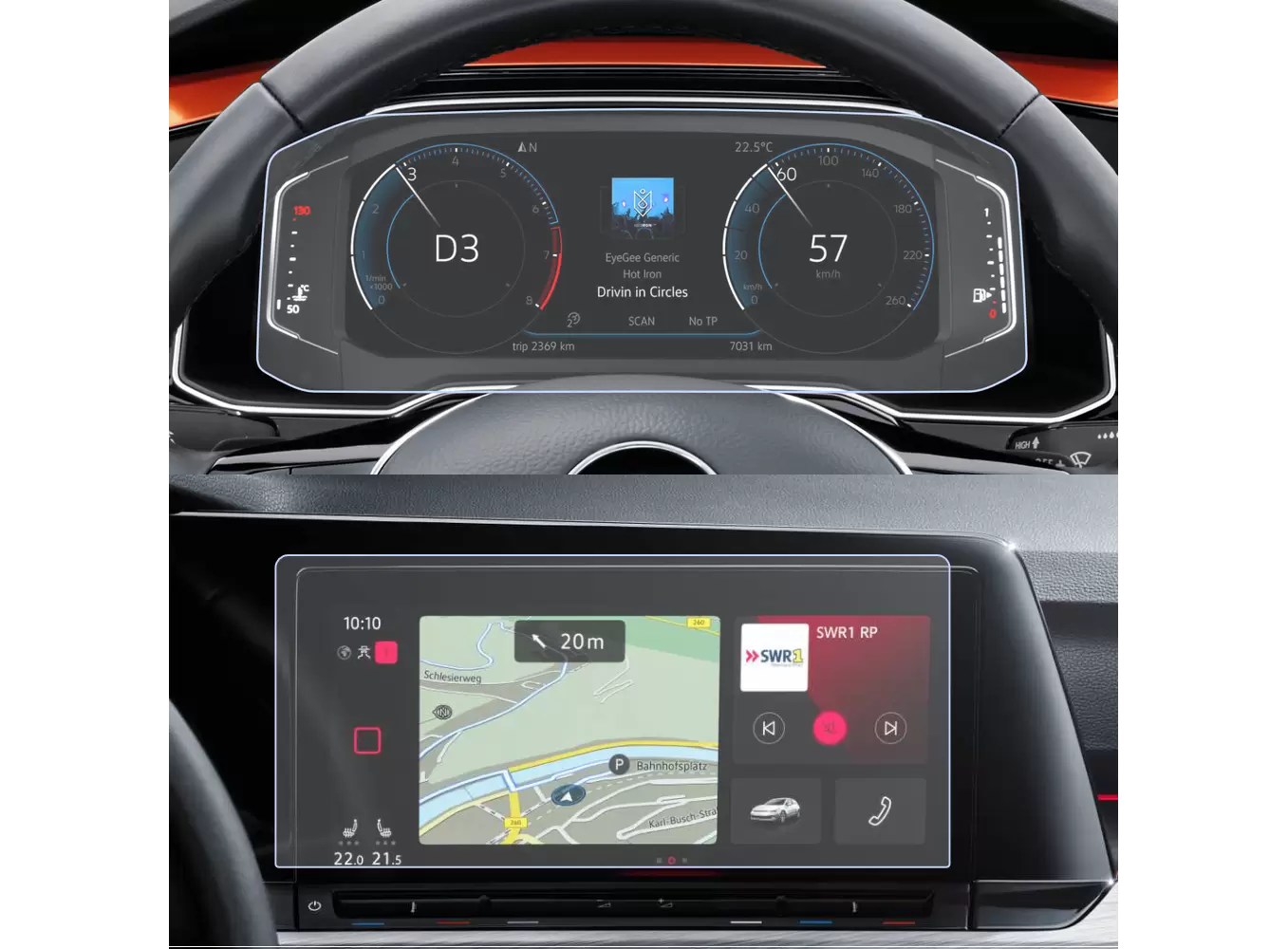 Pentru Navigatii Auto Originale - Set Folii de protectie pentru Navigatie si Ceasuri de bord Volkswagen Golf 8 2021+