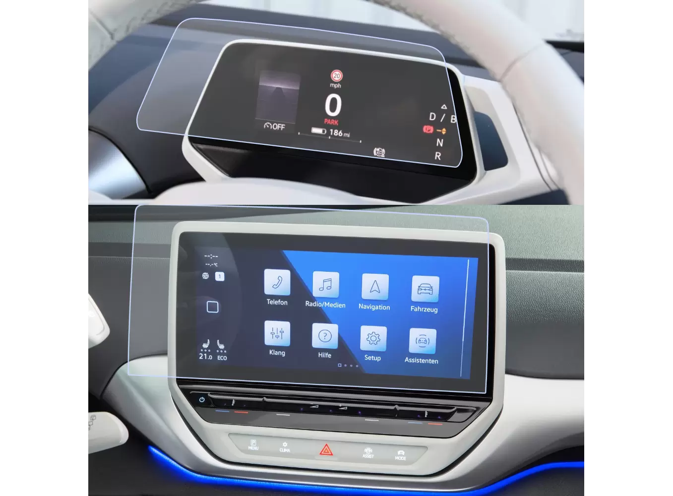 Pentru Navigatii Auto Originale - Set Folii de protectie pentru Navigatie si Ceasuri de bord Volkswagen ID4 2021+