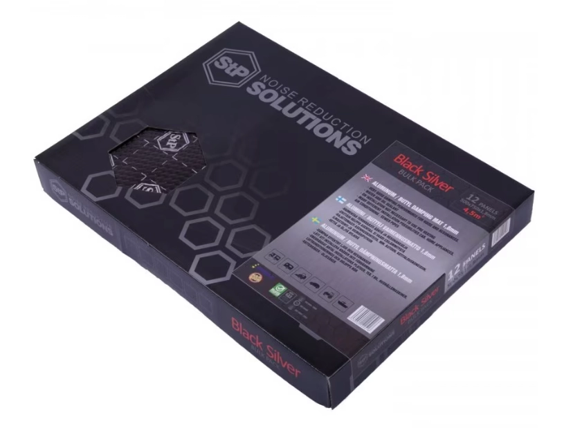 Vibro absorbant (Strat 1) - Insonorizant auto Premium STP Black Silver, 1,8mm, 4,5m2, Bulk Pack